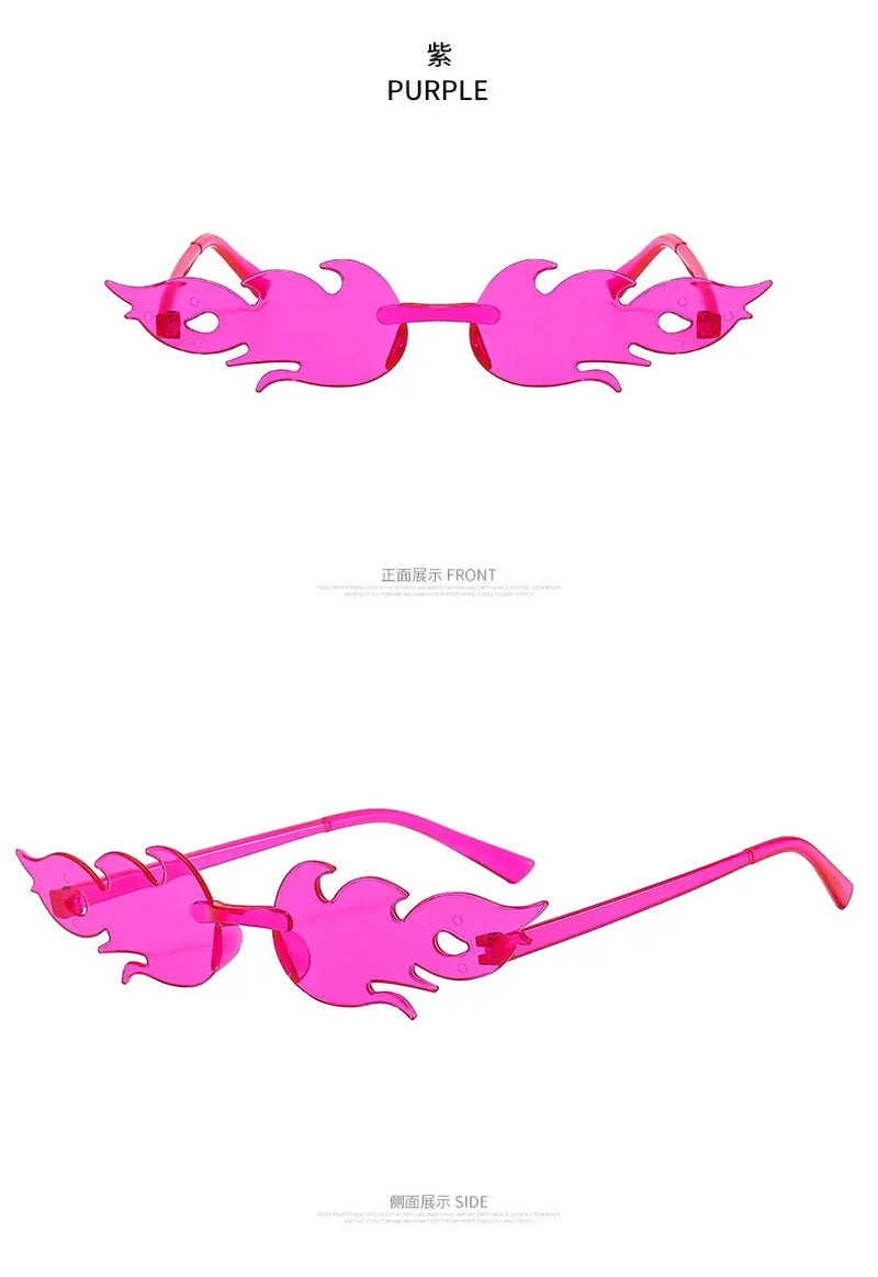 New Personality Flame Style Sunglasses Dazzling Ocean Sheet Rimless Sunglasses Tide Sunglasses Light and Convenient