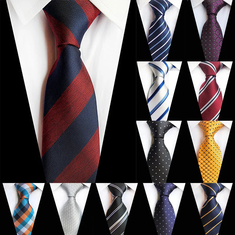 New 8Cm Striped Dark Tie Business Casual Silk Luxury Mens Neck Ties Wedding Party Neck Tie Formal Dress Neck Tie