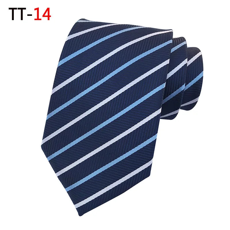 New 8Cm Striped Dark Tie Business Casual Silk Luxury Mens Neck Ties Wedding Party Neck Tie Formal Dress Neck Tie