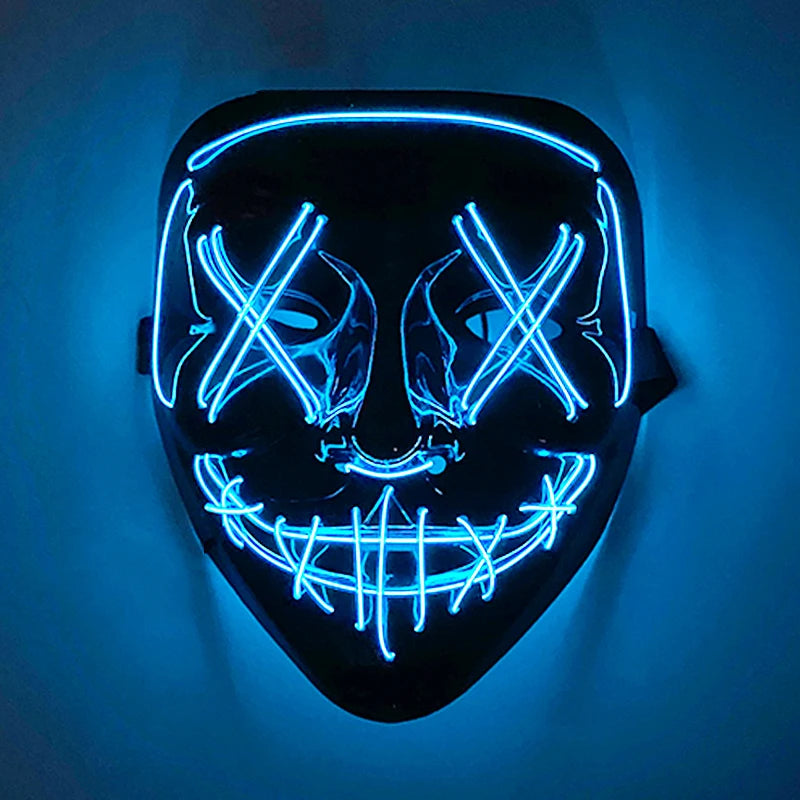 New Design Wireless Type Halloween LED Purge Mask Convenient Headwear Costume Mask Neon Light Flashing for Carnival Halloween