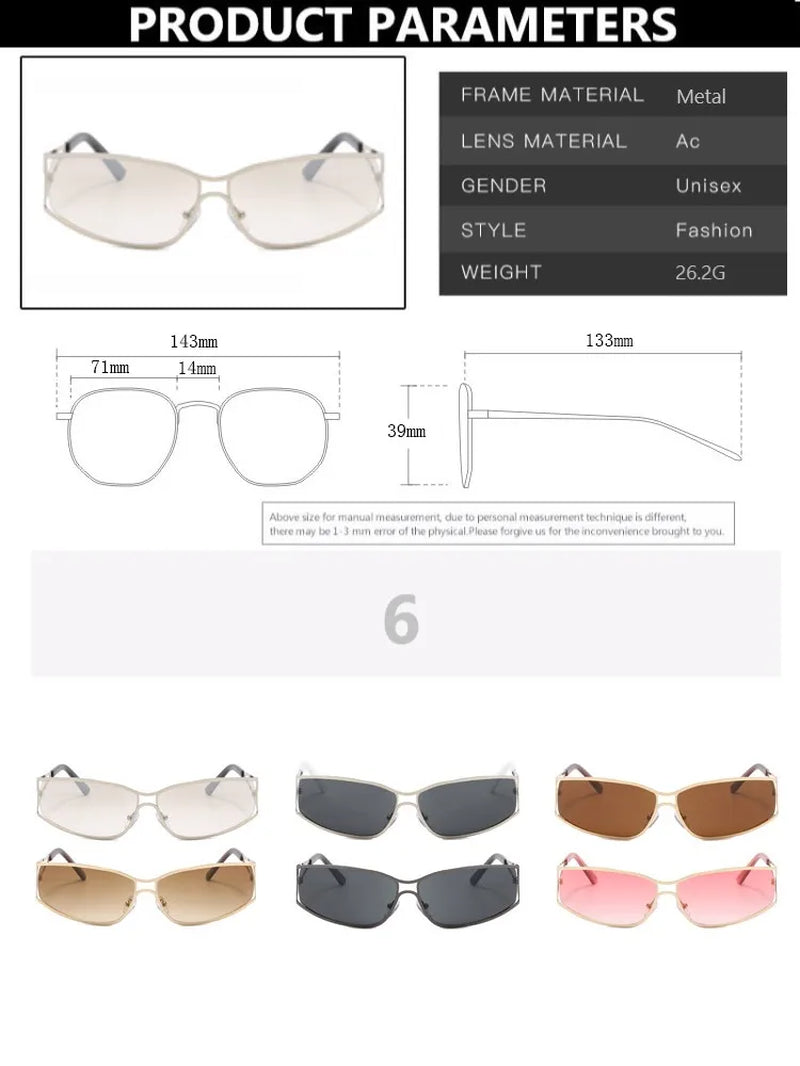 Y2K Sunglasses Women Men Oversized Brand Designer Gradient Goggle Sun Glasses Steampunk Glasses Shades Eyewear Mirror Eyeglasses