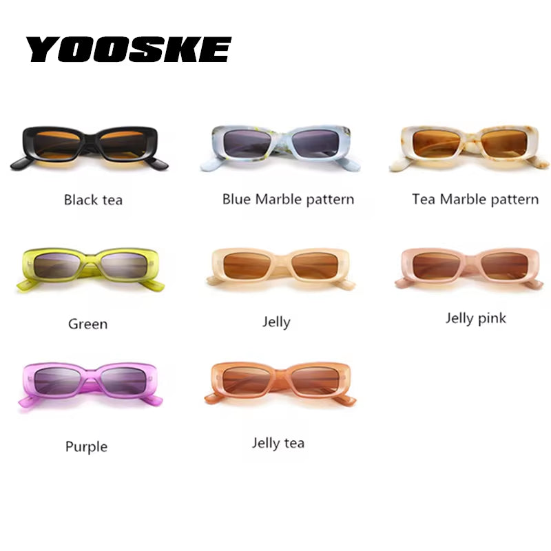 Vintage Rectangle Sunglasses Women Men Luxury Designer Retro Marble Square Y2K Sun Glasses Female Shades UV400