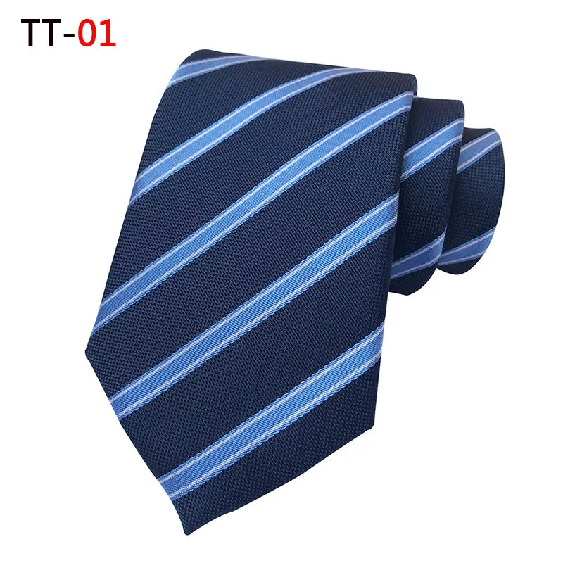 New 8Cm Striped Dark Tie Business Casual Silk Luxury Mens Neck Ties Wedding Party Neck Tie Formal Dress Neck Tie