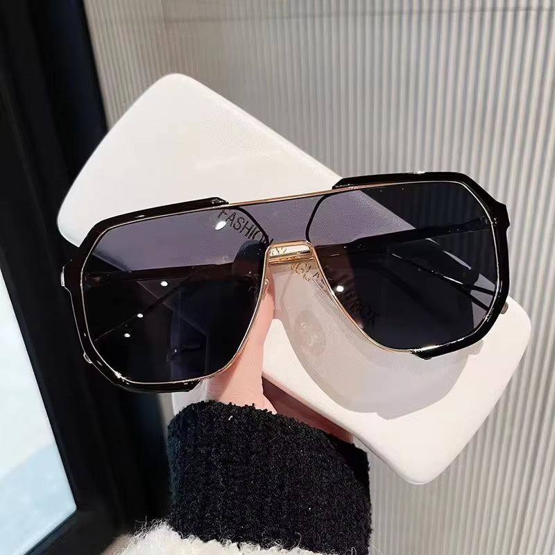 Oversized Sunglasses Women 2023 New Unique One Piece Fashion Sunglasses for Men UV400 Punk Glasses Trending Female Eyewear UV400