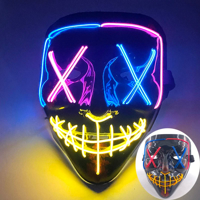 New Design Wireless Type Halloween LED Purge Mask Convenient Headwear Costume Mask Neon Light Flashing for Carnival Halloween