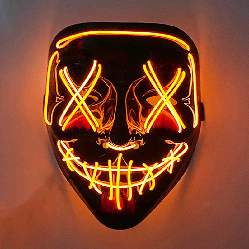 New Design Wireless Type Halloween LED Purge Mask Convenient Headwear Costume Mask Neon Light Flashing for Carnival Halloween