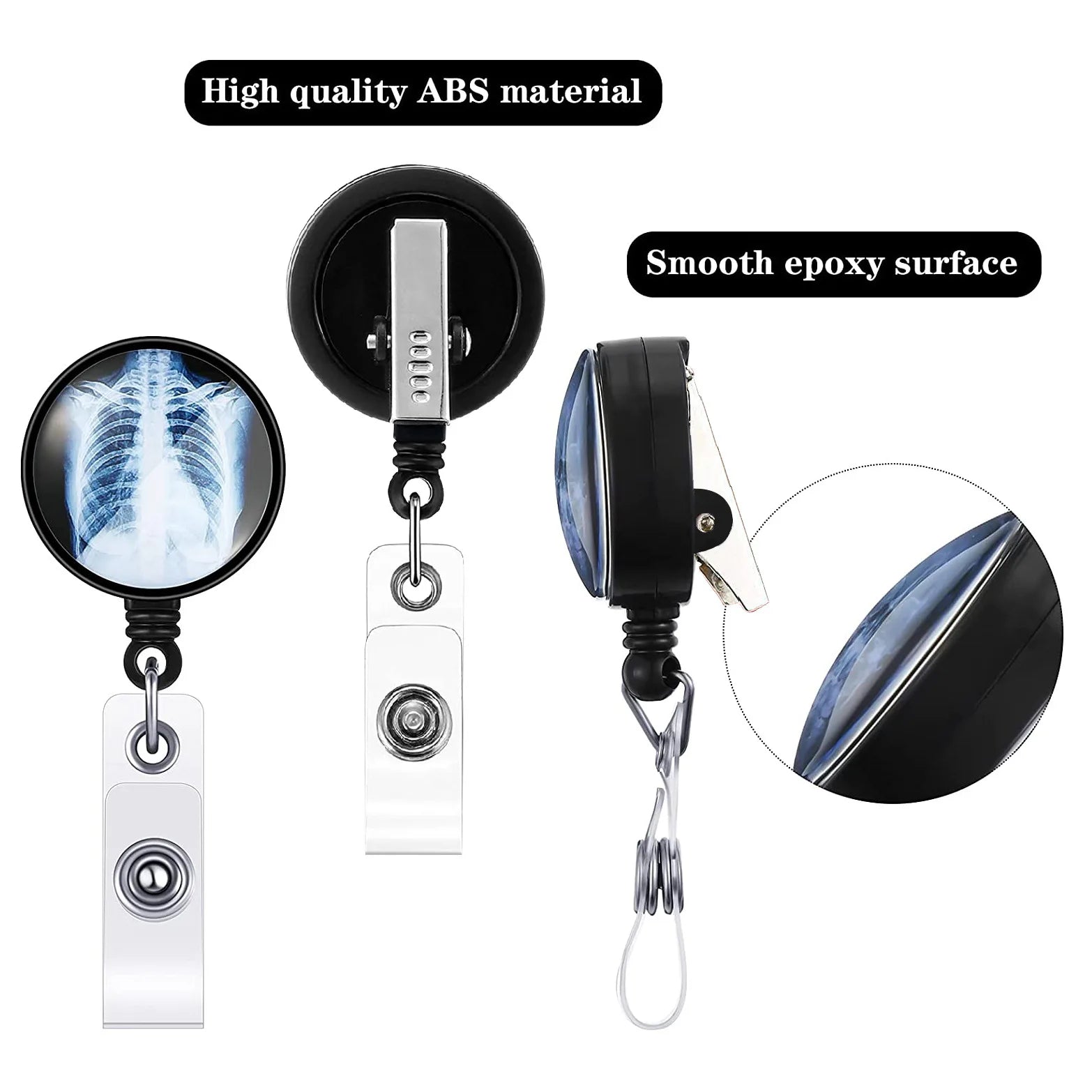 Creative Retractable X-Ray Badge Reel Radiology Badge Reel Holder Badge Reel Nurse Doctor Student Card Reel Clip Office Supplies