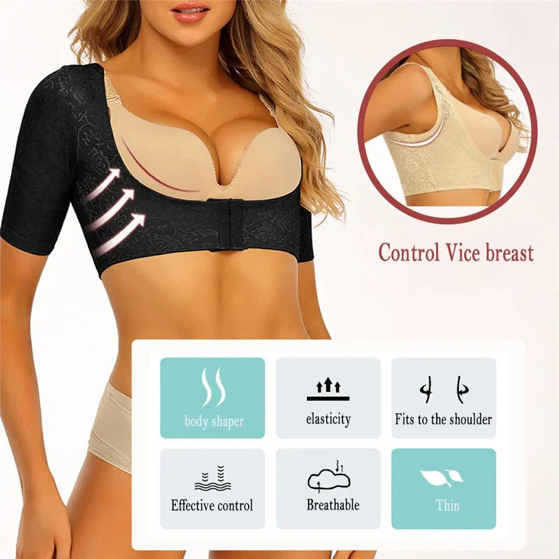 Women Top Shapewear Corset Underbust Push up Lace Sleeve Underwear Slimming Body Arm Shaper Camelback Shapewear Control Shapers