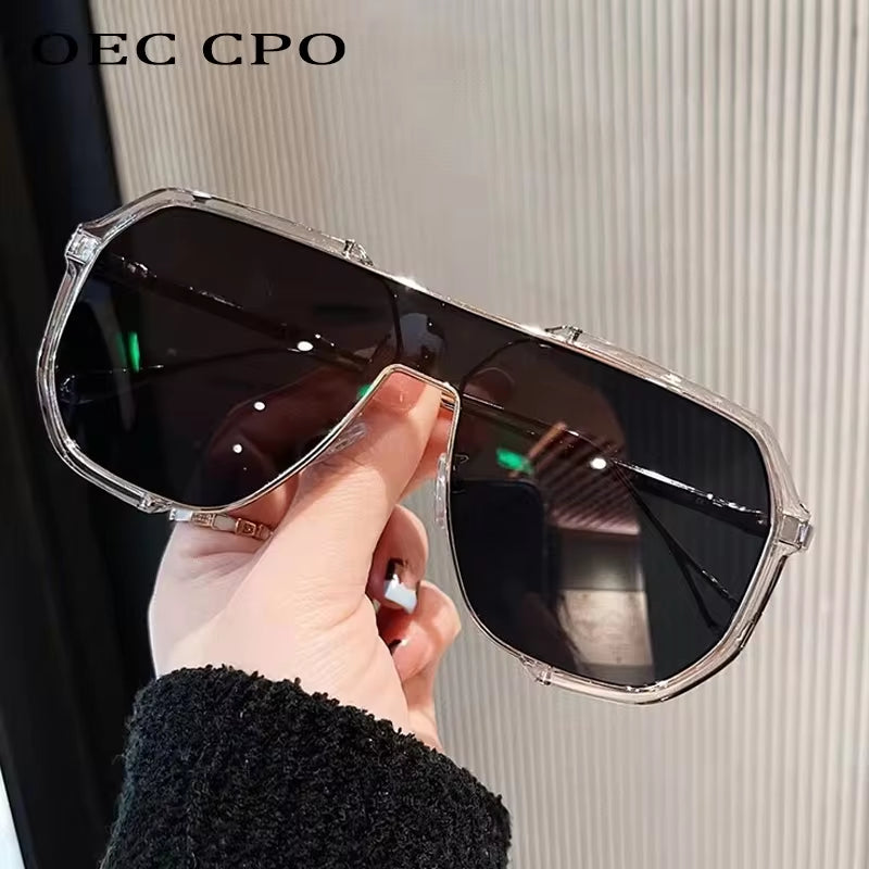 Oversized Sunglasses Women 2023 New Unique One Piece Fashion Sunglasses for Men UV400 Punk Glasses Trending Female Eyewear UV400