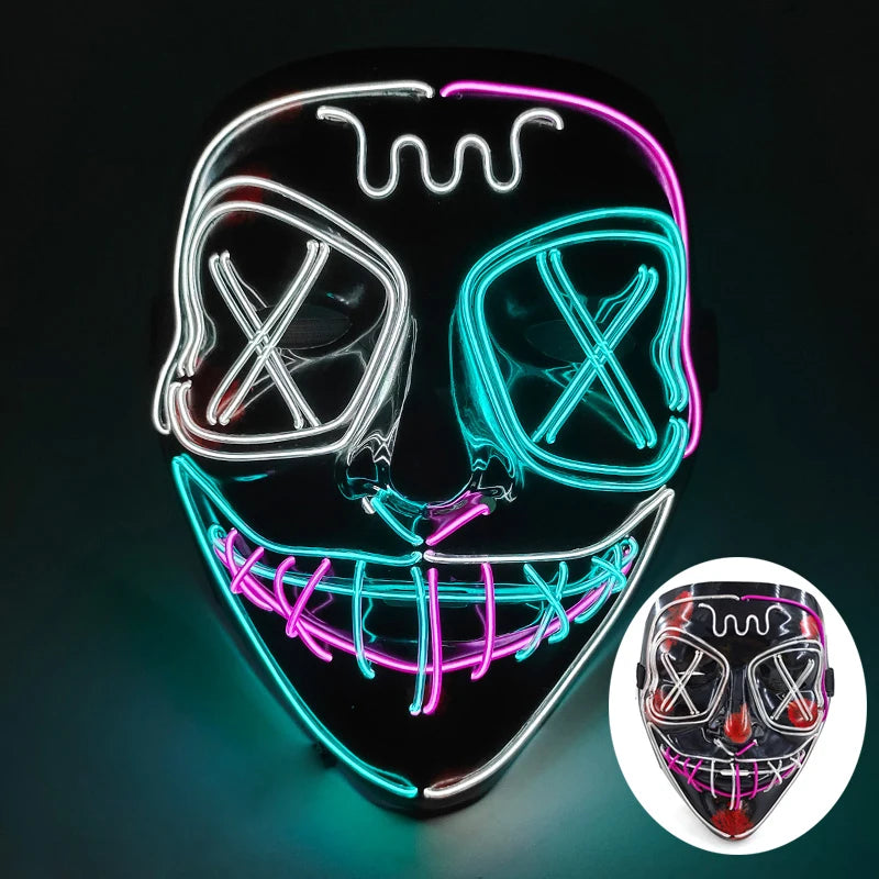 New Design Wireless Type Halloween LED Purge Mask Convenient Headwear Costume Mask Neon Light Flashing for Carnival Halloween