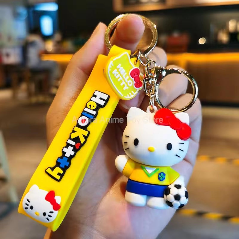 Anime Kawaii Sanrio Hello Kitty Keychain Pendant Holder Key Chain Car Keyring Mobile Phone Bag Hanging Jewelry Kids Gifts