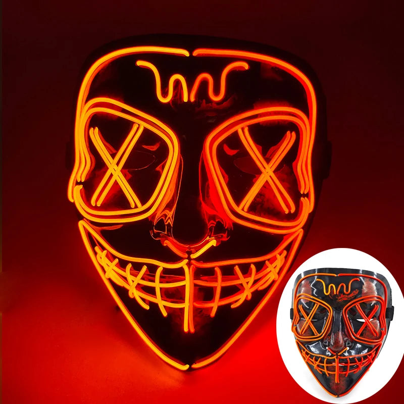 New Design Wireless Type Halloween LED Purge Mask Convenient Headwear Costume Mask Neon Light Flashing for Carnival Halloween