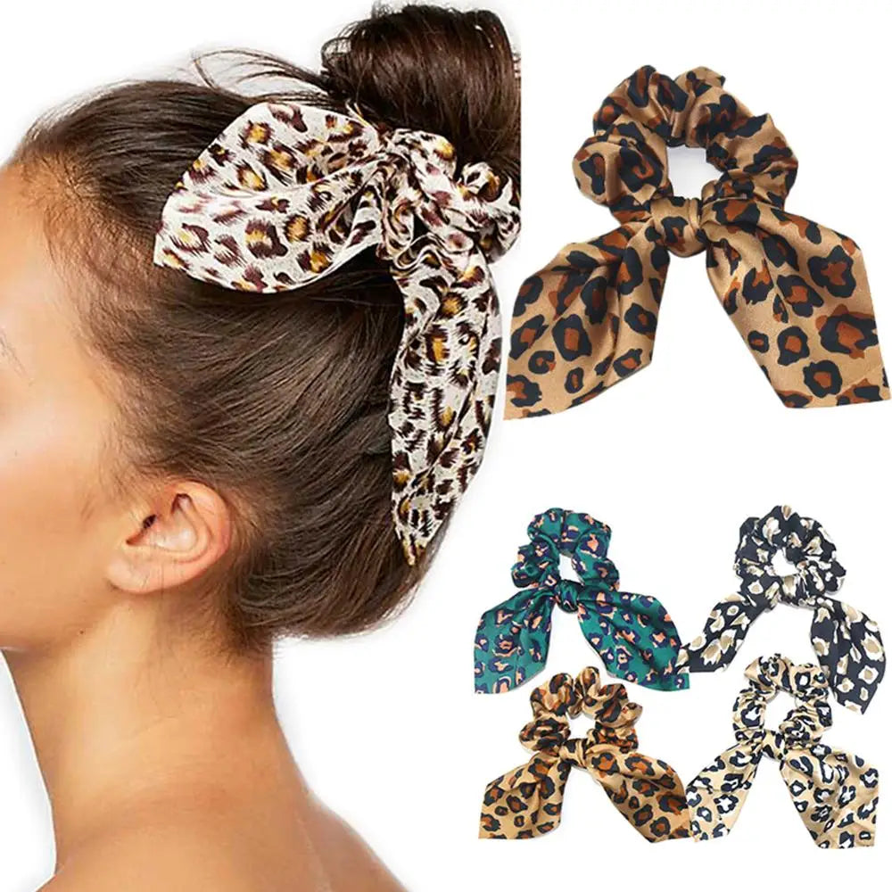 Women'S Trends Leopard Serpent Rabbit Ears Hair Band Large Intestines Girls Hair Accessories Headbands Headwear Ornaments