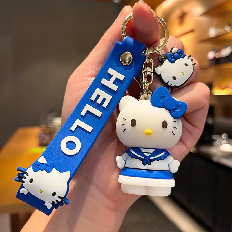 Anime Kawaii Sanrio Hello Kitty Keychain Pendant Holder Key Chain Car Keyring Mobile Phone Bag Hanging Jewelry Kids Gifts