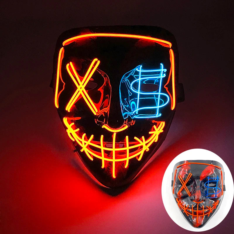 New Design Wireless Type Halloween LED Purge Mask Convenient Headwear Costume Mask Neon Light Flashing for Carnival Halloween