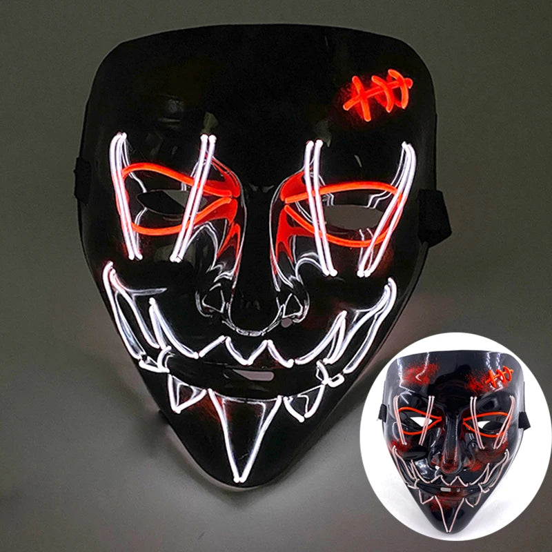 New Design Wireless Type Halloween LED Purge Mask Convenient Headwear Costume Mask Neon Light Flashing for Carnival Halloween