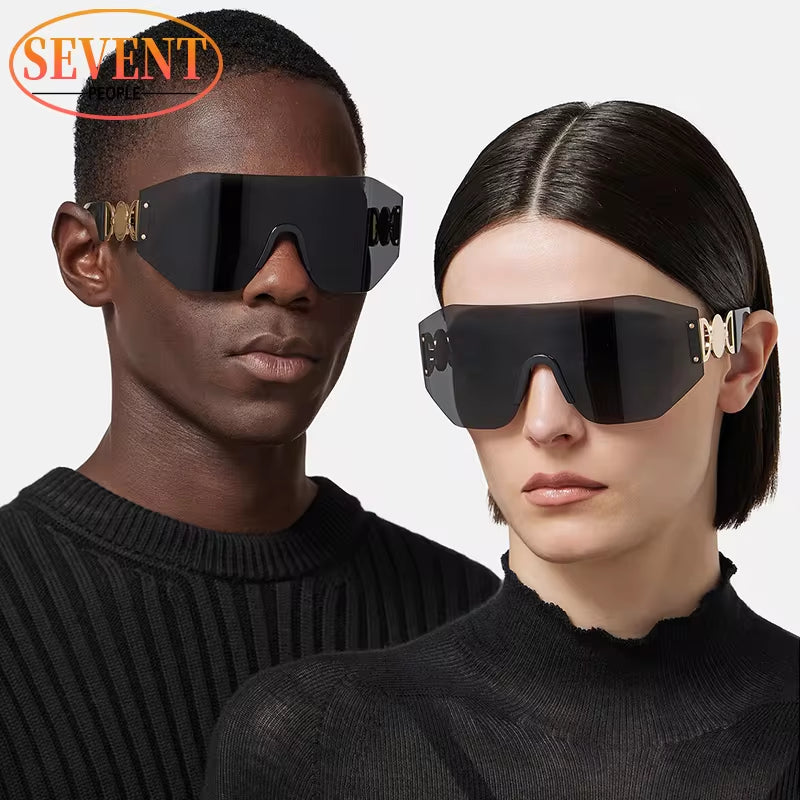 Oversized Shield Sunglasses Women 2023 Luxury Brand Designer Fashion Rimless Sun Glasses for Men New Trend Irregular Sunglass