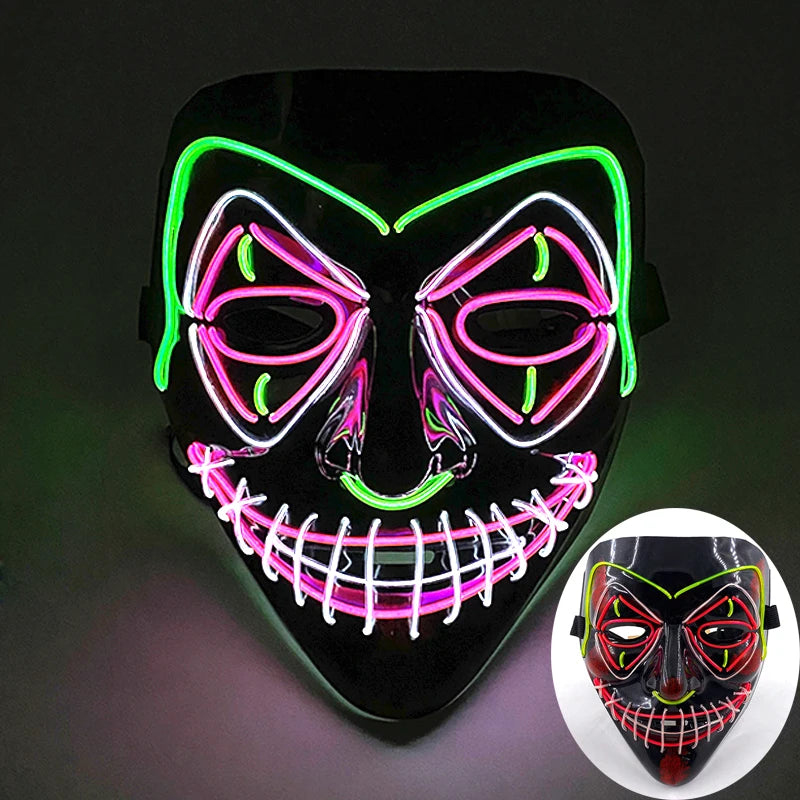 New Design Wireless Type Halloween LED Purge Mask Convenient Headwear Costume Mask Neon Light Flashing for Carnival Halloween