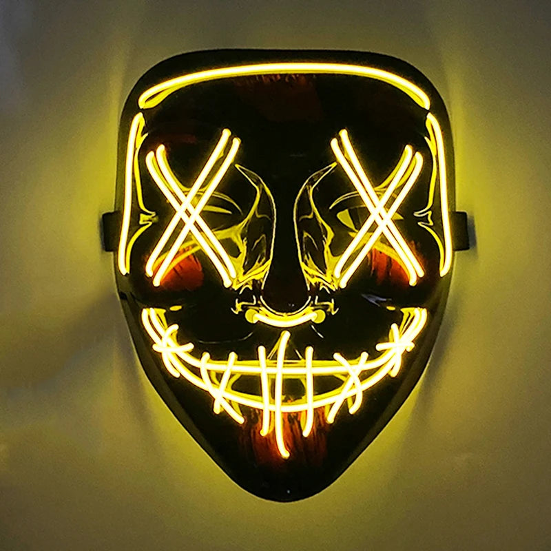 New Design Wireless Type Halloween LED Purge Mask Convenient Headwear Costume Mask Neon Light Flashing for Carnival Halloween