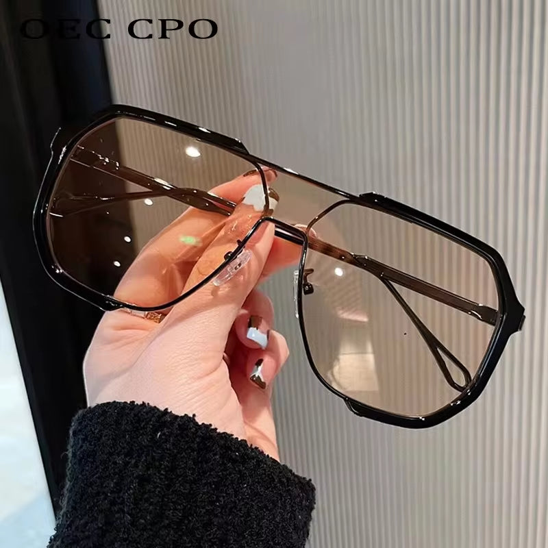 Oversized Sunglasses Women 2023 New Unique One Piece Fashion Sunglasses for Men UV400 Punk Glasses Trending Female Eyewear UV400