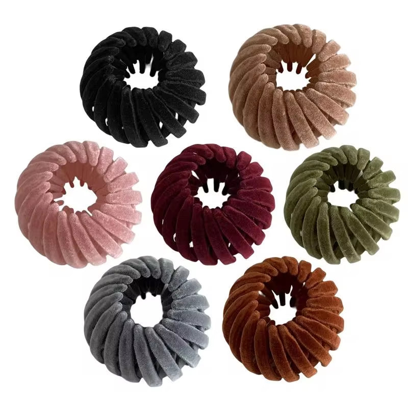 Magic Hair Clip Bird Nest Shaped Hair Holder Velvet Hair Ring Ball Head Hair Device High Ponytail Hair Artifact Accessories