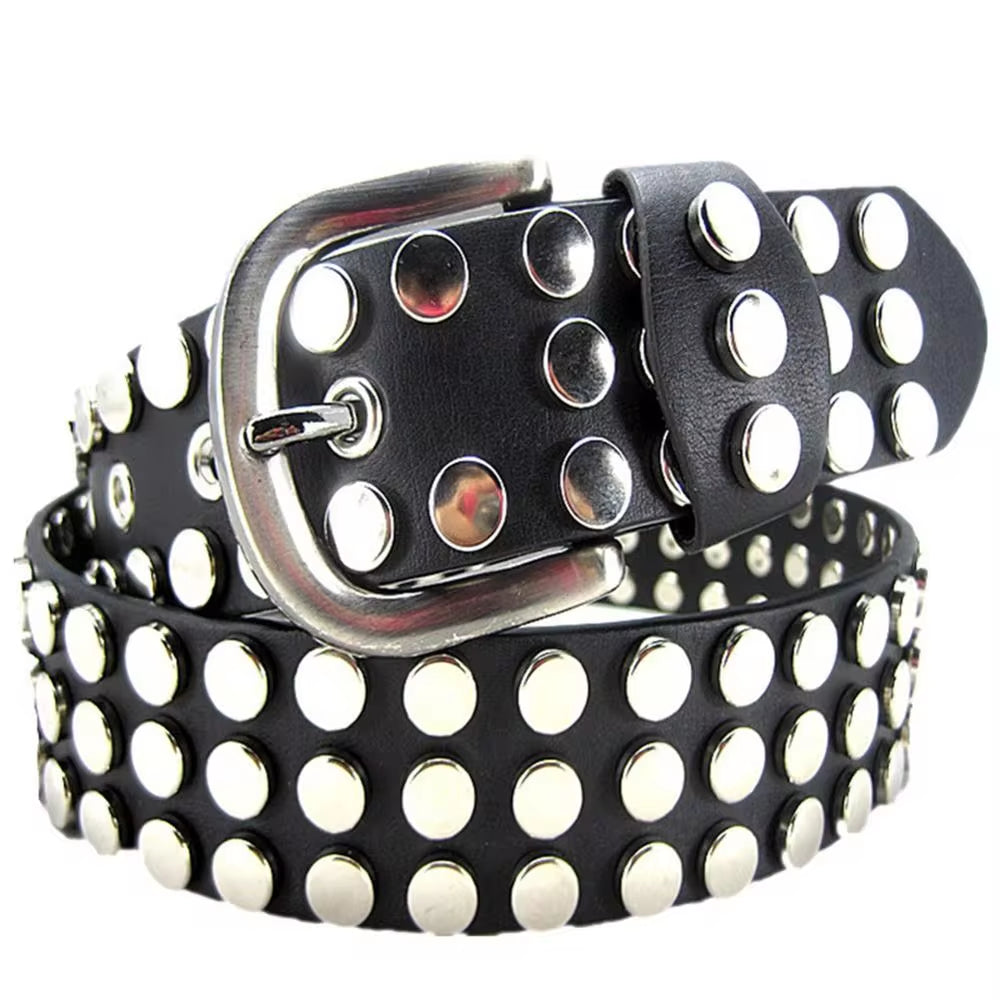 Unisex Women Men Rivet Studded Belt Vintage Faux Leather Pin Buckle Hip Hop Studded Waistband Strap Punk Rock Belts