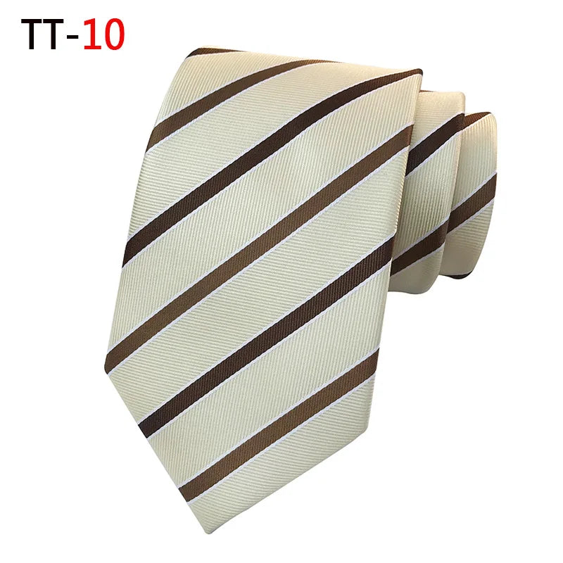 New 8Cm Striped Dark Tie Business Casual Silk Luxury Mens Neck Ties Wedding Party Neck Tie Formal Dress Neck Tie