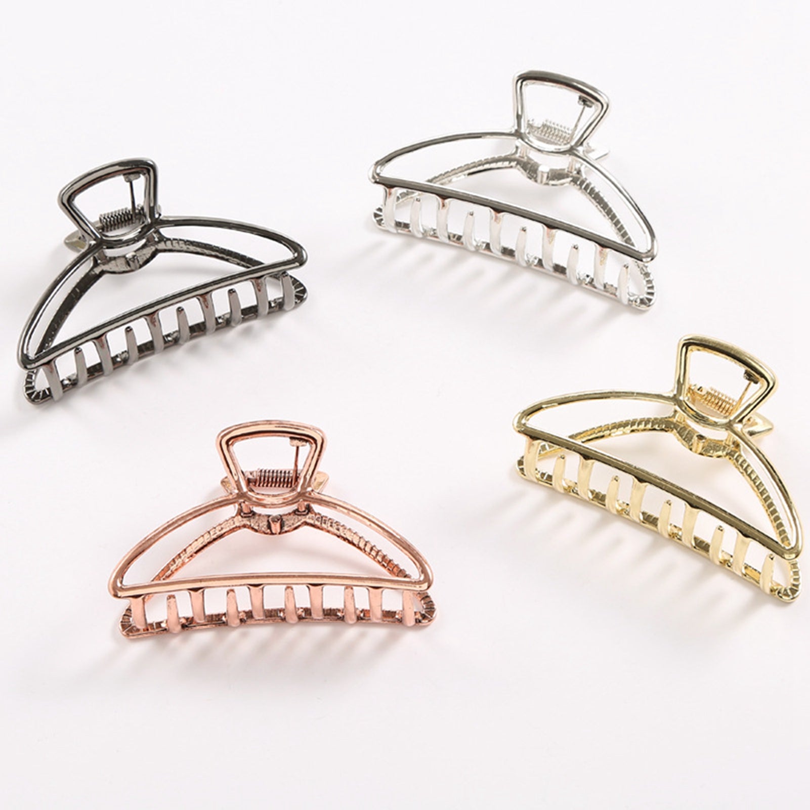 4Pcs/Set Large Metal Hair Claw Clips Hair Catch Barrette Jaw Clamp for Women Half Bun Hairpins for Thick Hair