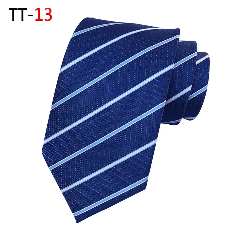 New 8Cm Striped Dark Tie Business Casual Silk Luxury Mens Neck Ties Wedding Party Neck Tie Formal Dress Neck Tie