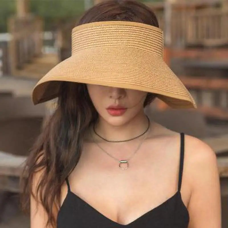 New Spring Summer Visors Cap Foldable Wide Large Brim Sun Hat Beach Hats for Women Straw Hat Wholesale Chapeau