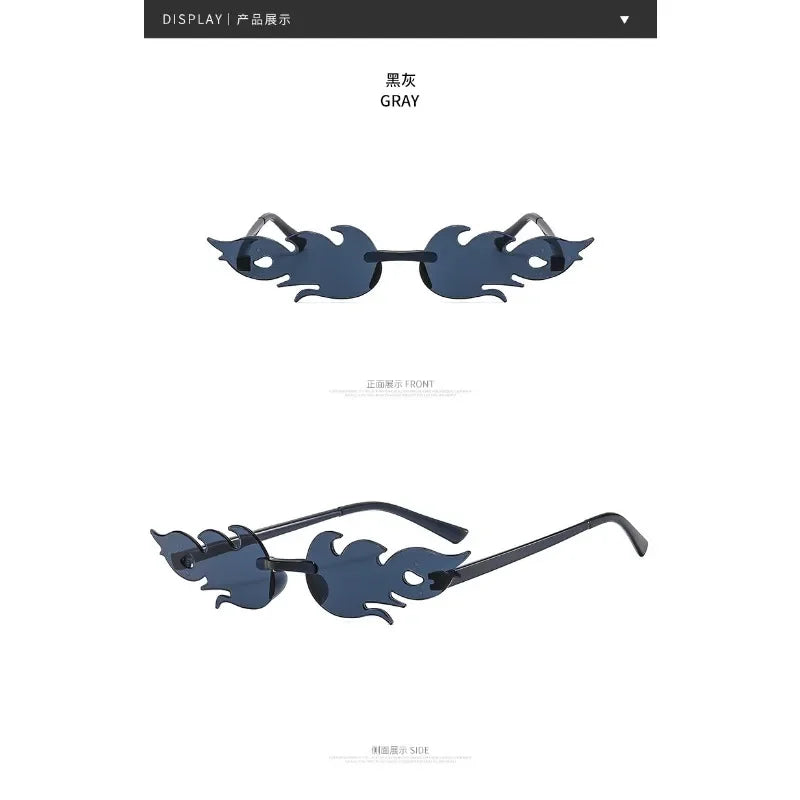 New Personality Flame Style Sunglasses Dazzling Ocean Sheet Rimless Sunglasses Tide Sunglasses Light and Convenient