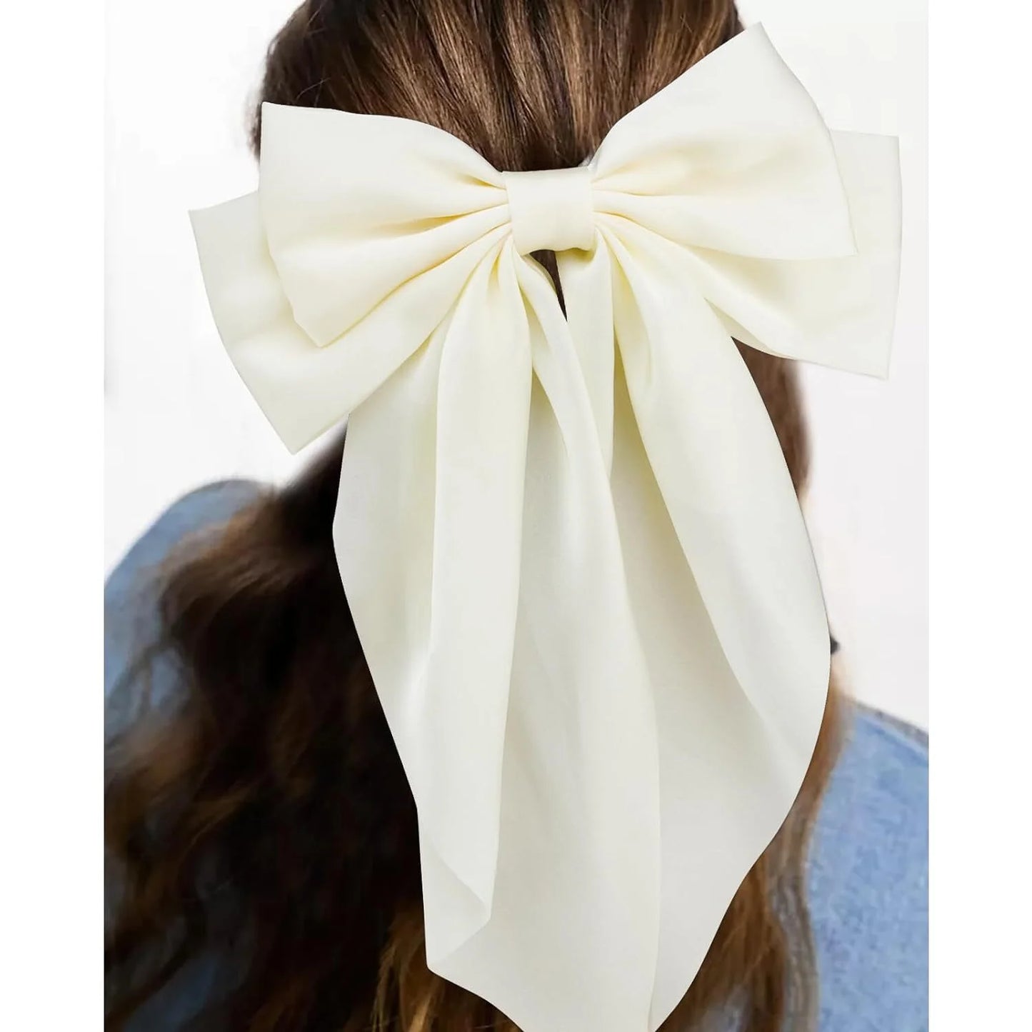 3Pcs Hair Bows for Women White Hair Bow Pink Hair Bow Purple Big Hair Bows Clips for Girls Silky Satin Large Hair Ribbons Oversized Long Tail Hair Bows Hair Barrettes Hair Accessories Gifts