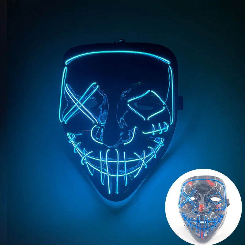 New Design Wireless Type Halloween LED Purge Mask Convenient Headwear Costume Mask Neon Light Flashing for Carnival Halloween