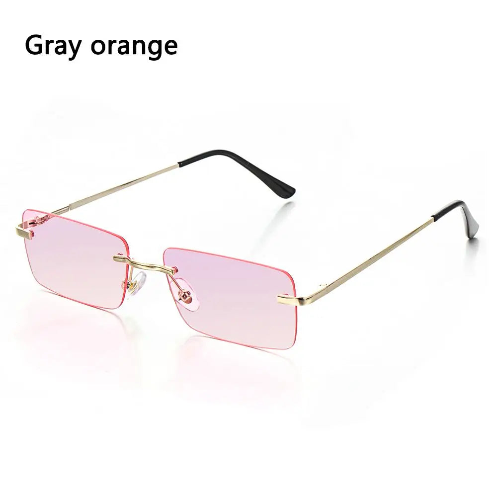 1Pc Women Vintage Sunglasses Luxury Design Rectangle Rimless Sun Glasses Retro UV400 Gradient Glasses Fashion Unisex Eyeglasses