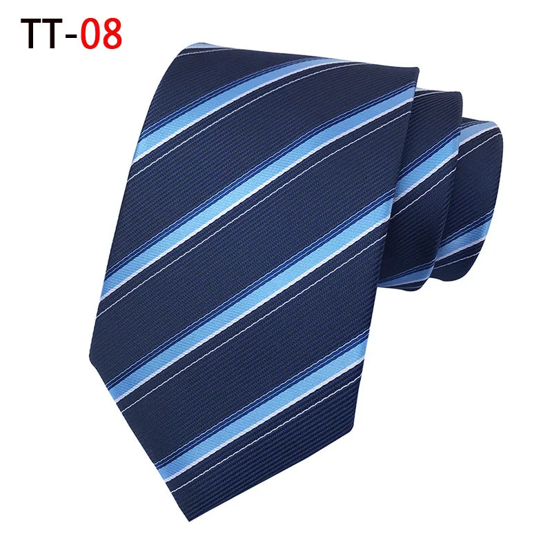 New 8Cm Striped Dark Tie Business Casual Silk Luxury Mens Neck Ties Wedding Party Neck Tie Formal Dress Neck Tie