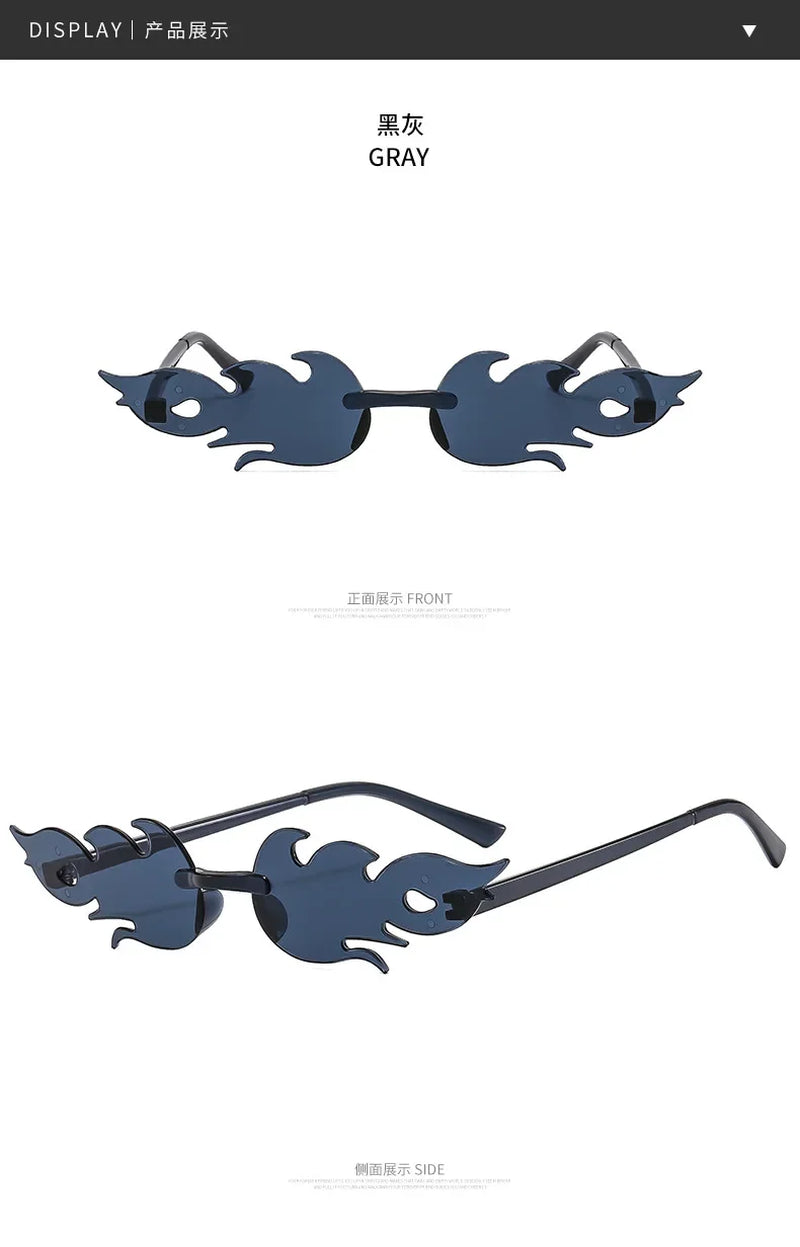 New Personality Flame Style Sunglasses Dazzling Ocean Sheet Rimless Sunglasses Tide Sunglasses Light and Convenient