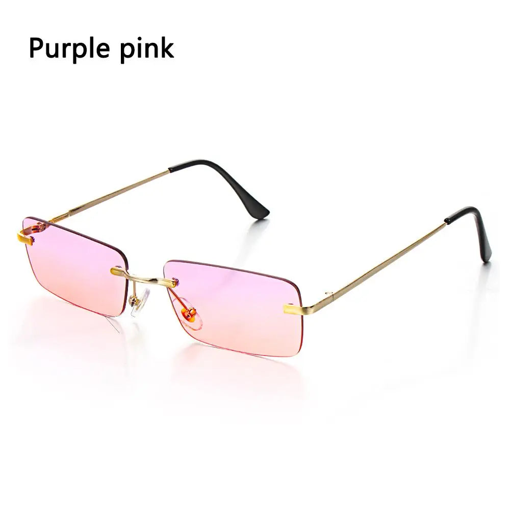 1Pc Women Vintage Sunglasses Luxury Design Rectangle Rimless Sun Glasses Retro UV400 Gradient Glasses Fashion Unisex Eyeglasses