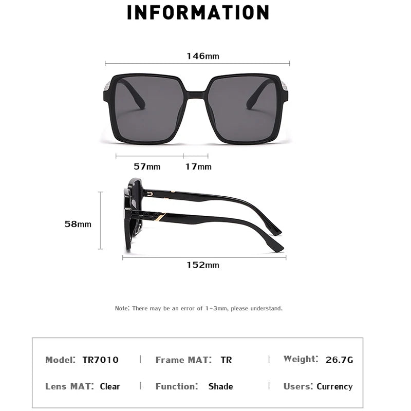 Fashion Oversized Square Sunglasses Women New Luxury Brand Big Frame Sun Glasses Men Trendy Outdoor Sunshades Sunglass Female