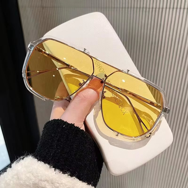 Oversized Sunglasses Women 2023 New Unique One Piece Fashion Sunglasses for Men UV400 Punk Glasses Trending Female Eyewear UV400