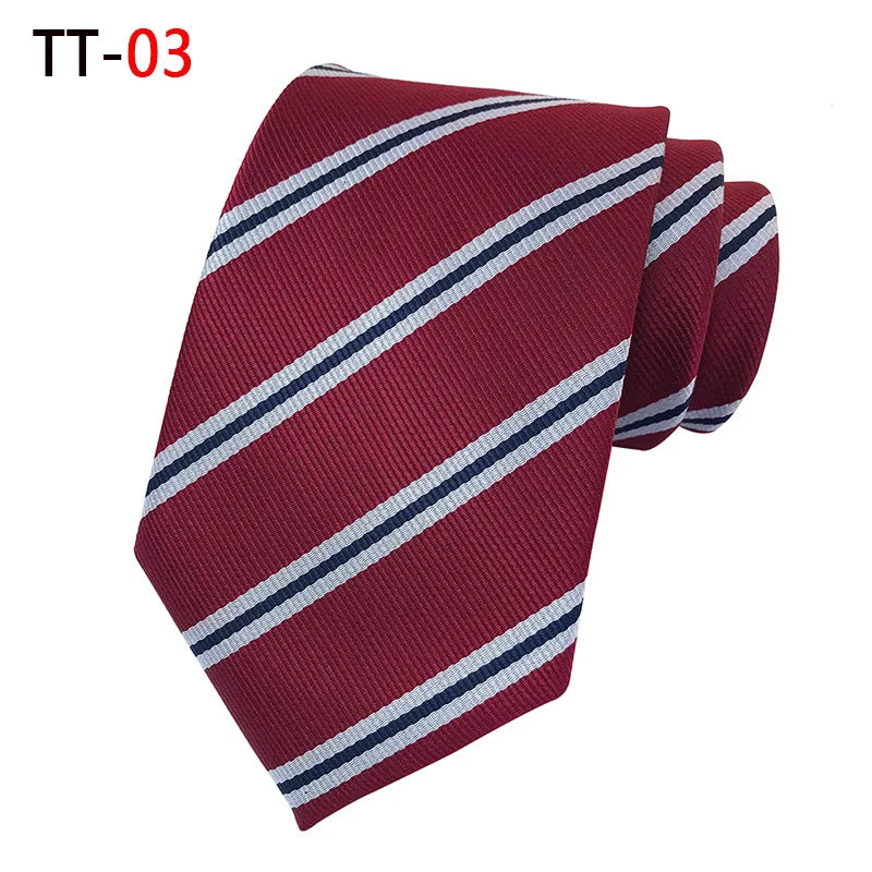 New 8Cm Striped Dark Tie Business Casual Silk Luxury Mens Neck Ties Wedding Party Neck Tie Formal Dress Neck Tie