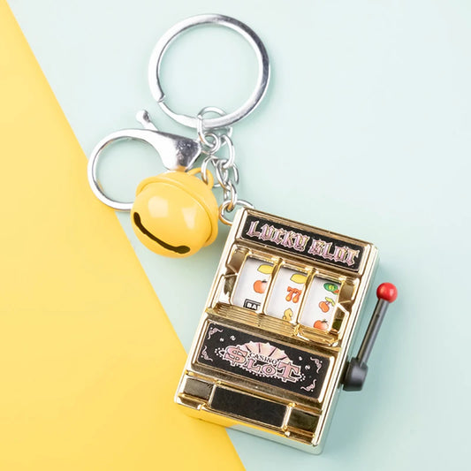 Mini Slot Machine Toy Keychain Creatives Interesting Car Keyring Game Keychain Lucky Jackpot Stress Reliever for Kids Adult Gift