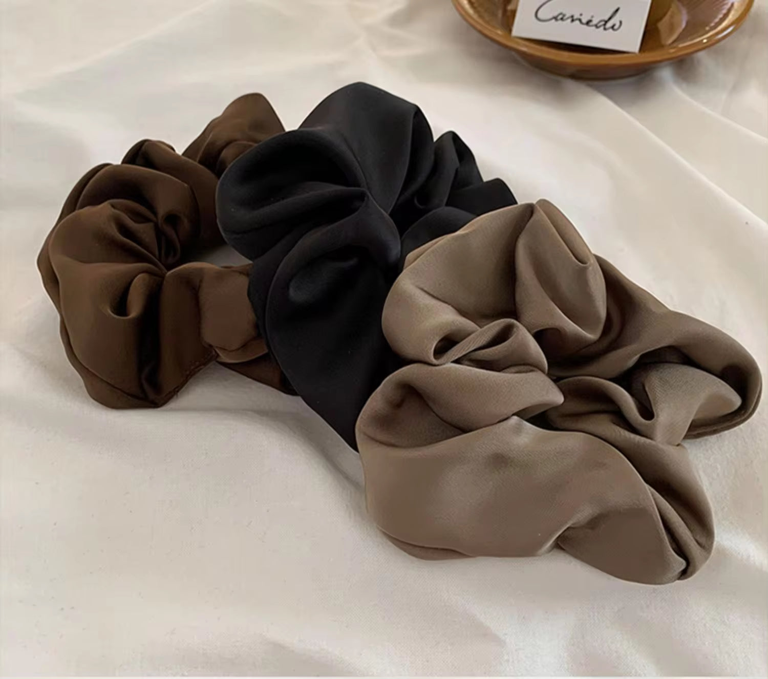 Newest Korean Woman Big Elegant Silk Elastics Hair Band Solid Color Scrunchies Hair Ties Ladies Ponytail Hold Hair Accessories