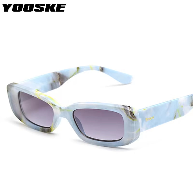 Vintage Rectangle Sunglasses Women Men Luxury Designer Retro Marble Square Y2K Sun Glasses Female Shades UV400