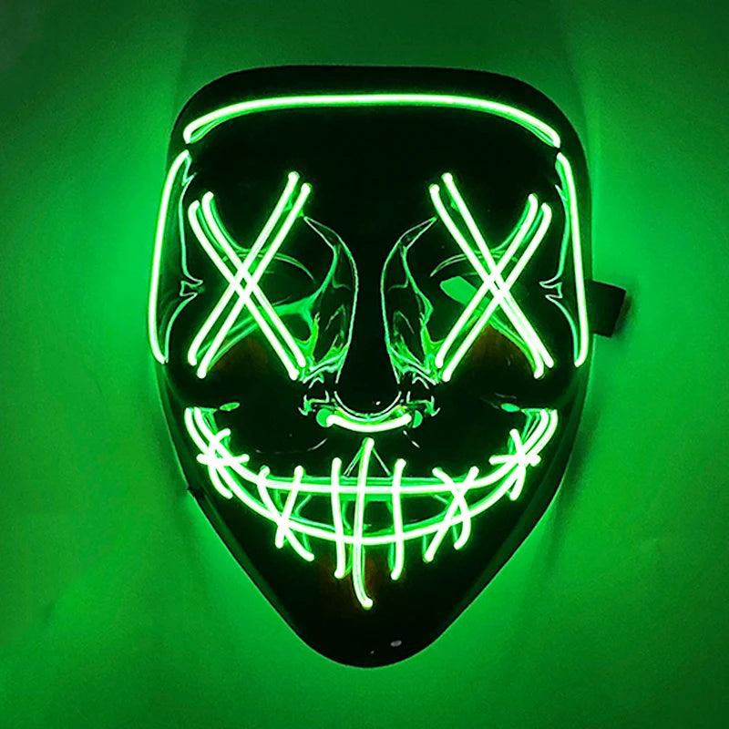 New Design Wireless Type Halloween LED Purge Mask Convenient Headwear Costume Mask Neon Light Flashing for Carnival Halloween