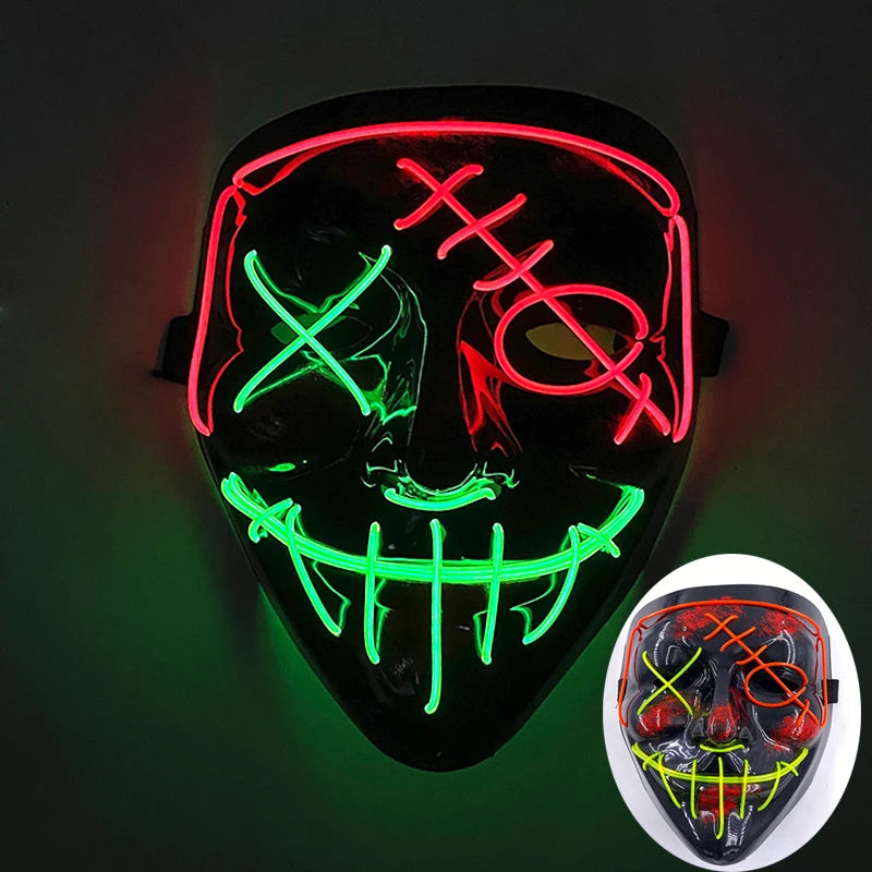 New Design Wireless Type Halloween LED Purge Mask Convenient Headwear Costume Mask Neon Light Flashing for Carnival Halloween