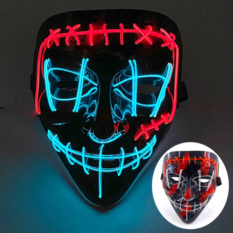 New Design Wireless Type Halloween LED Purge Mask Convenient Headwear Costume Mask Neon Light Flashing for Carnival Halloween