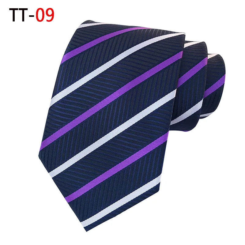 New 8Cm Striped Dark Tie Business Casual Silk Luxury Mens Neck Ties Wedding Party Neck Tie Formal Dress Neck Tie