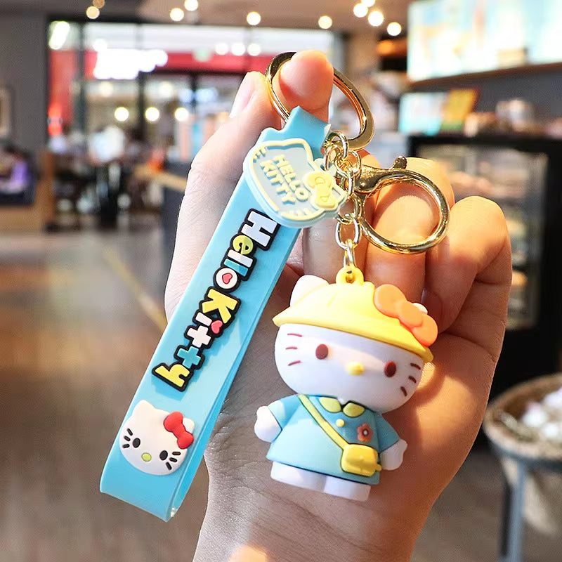 Anime Kawaii Sanrio Hello Kitty Keychain Pendant Holder Key Chain Car Keyring Mobile Phone Bag Hanging Jewelry Kids Gifts