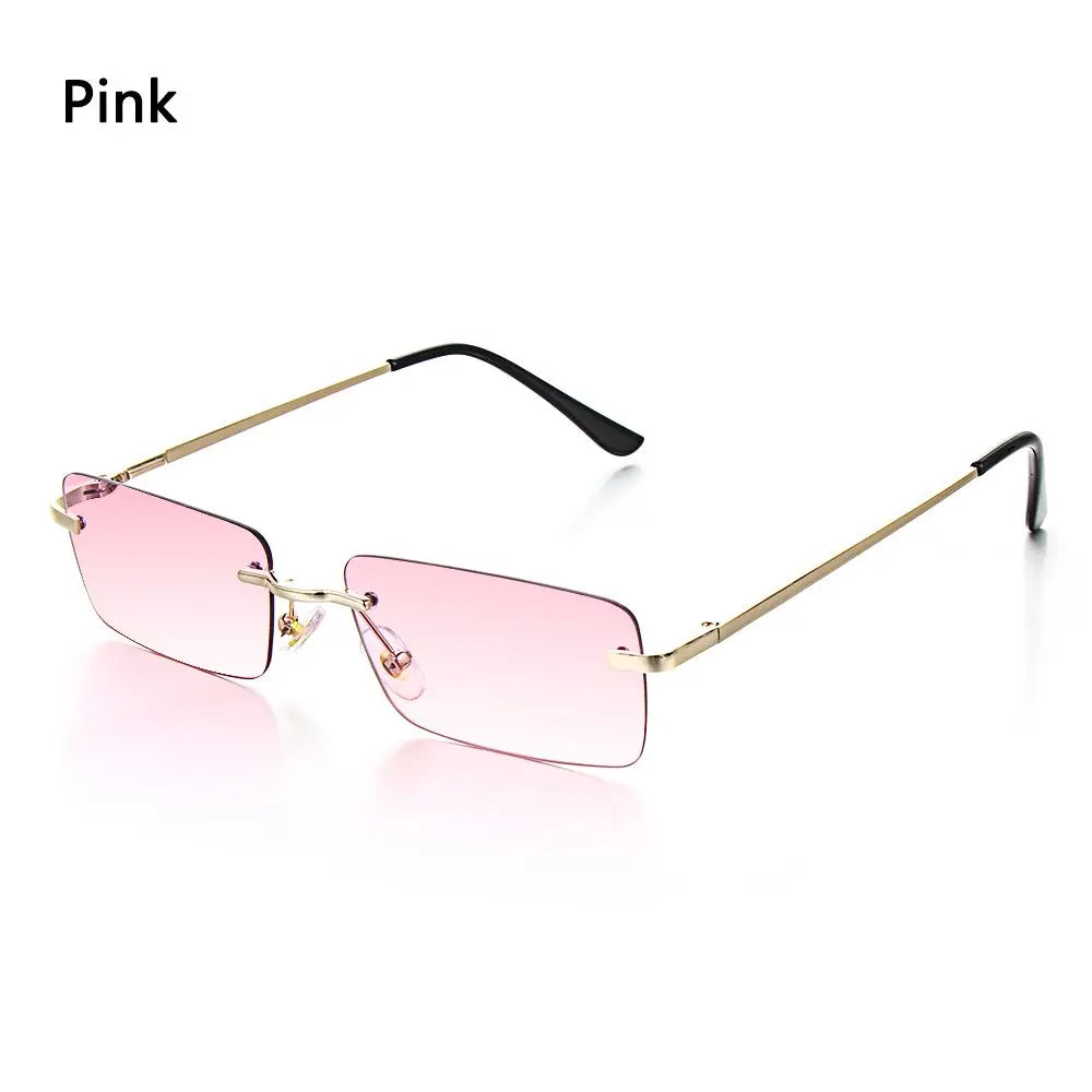 1Pc Women Vintage Sunglasses Luxury Design Rectangle Rimless Sun Glasses Retro UV400 Gradient Glasses Fashion Unisex Eyeglasses