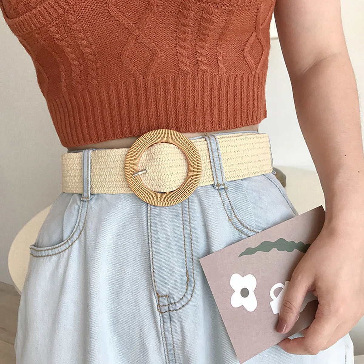 Elastic Belt for Women Straw Woven Elastic Stretch Waist Belt Women Skinny Dress Belt Belts for Women Dresses